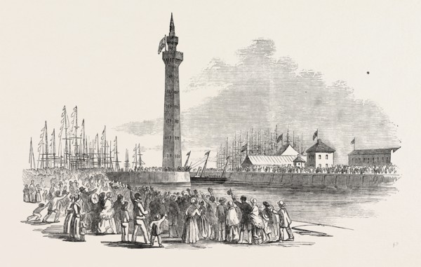 HER MAJESTY'S VISIT TO HULL AND GRIMSBY: THE FAIRY STEAMER ENTERING GRIMSBY DOCK, 1854