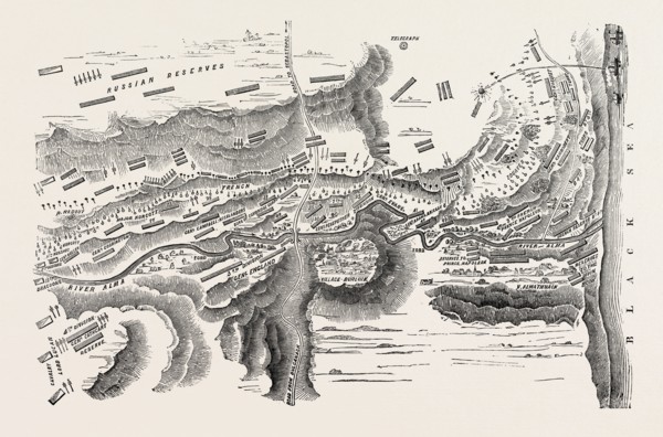 THE CRIMEAN WAR: PLAN OF THE BATTLE OF THE ALMA, 1854