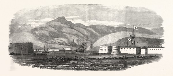 THE CRIMEAN WAR: THE SUNKEN SHIPS AT THE MOUTH OF THE HARBOUR OF SEBASTOPOL, 1854