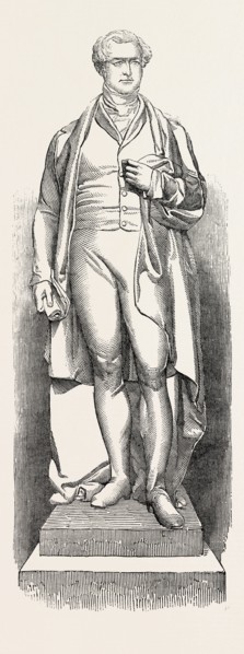 MARBLE STATUE OF THE LATE SIR ROBERT PEEL (NOBLE, SCULPTOR), PLACED IN ST. GEORGE'S HALL,