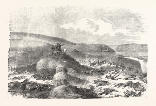 THE CRIMEAN WAR: SANDBAG BATTERY DEFENDED BY THE GUARDS, ON THE MORNING AFTER THE BATTLE OF