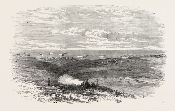 THE CRIMEAN WAR: RUSSIAN STEAMERS SHELLING THE FRENCH CAMP, SEBASTOPOL, 1854