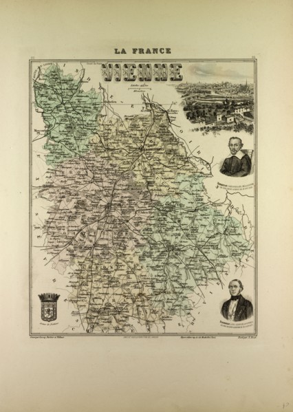 MAP OF VIENNE, 1896, FRANCE