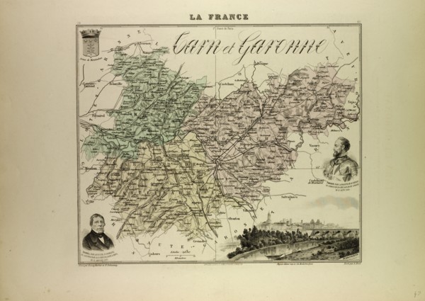 MAP OF GARN AND GARONNE, 1896, FRANCE