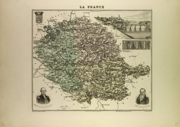 MAP OF TARN, 1896, FRANCE