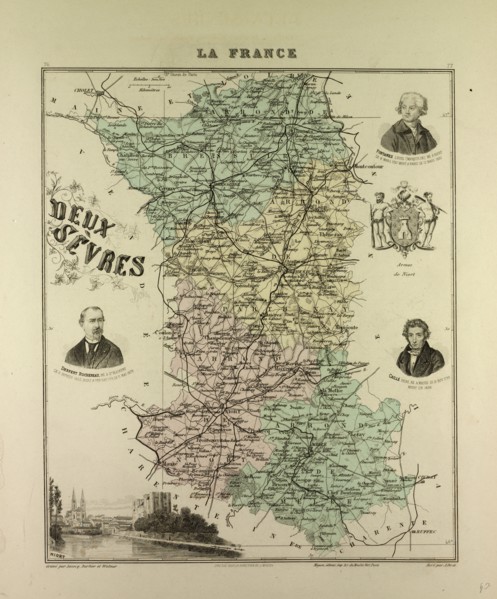 MAP OF DEUX SÃƒË†VRES, 1896, FRANCE