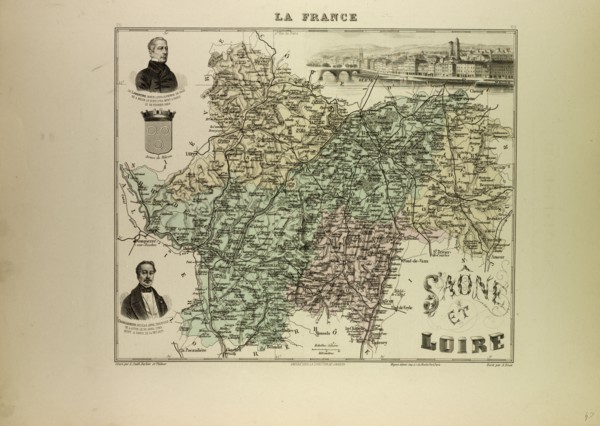 MAP OF SAÃîNE AND LOIRE, 1896, FRANCE