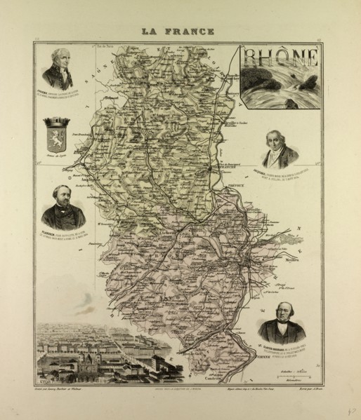 MAP OF RHÃîNE, 1896, FRANCE