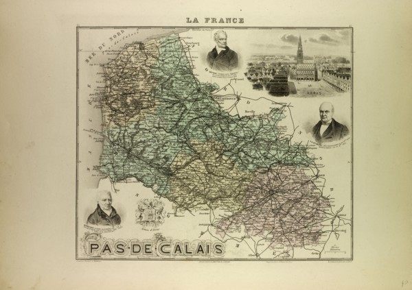 MAP OF PAS DE CALAIS, 1896, FRANCE