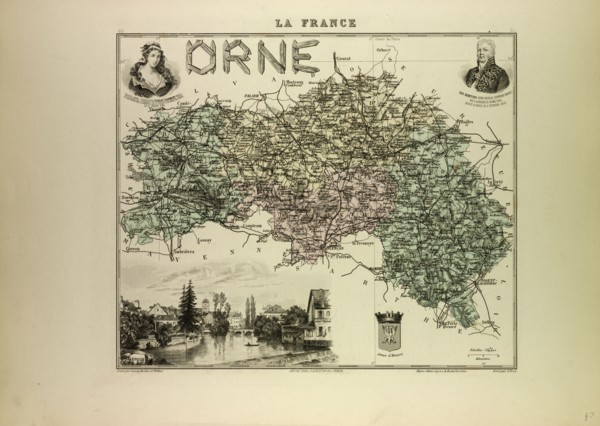 MAP OF ORNE, 1896, FRANCE