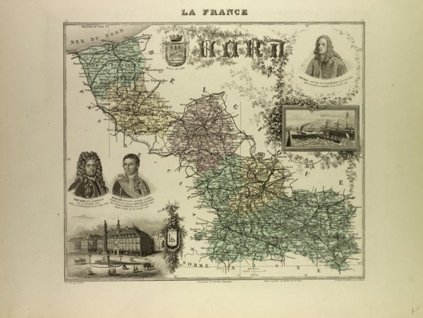 MAP OF THE NORTH WEST OF FRANCE, 1896