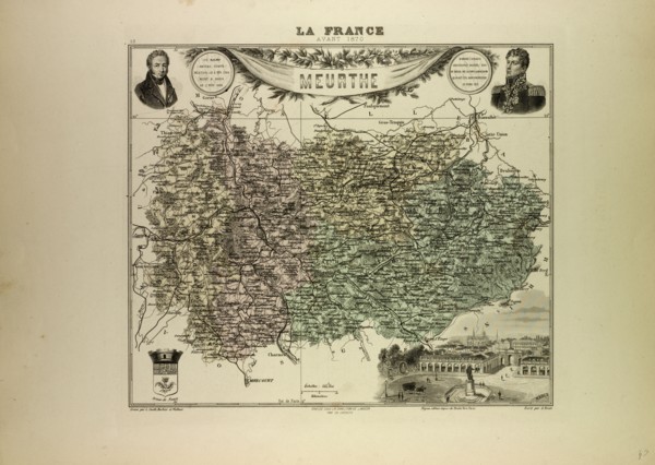 MAP OF MEURTHE, 1896, FRANCE
