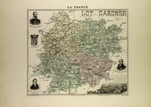 MAP OF LOT AND GARONNE, 1896, FRANCE