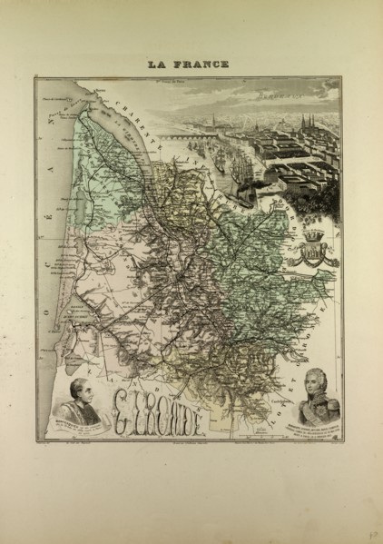 MAP OF GIRONDE, 1896, FRANCE