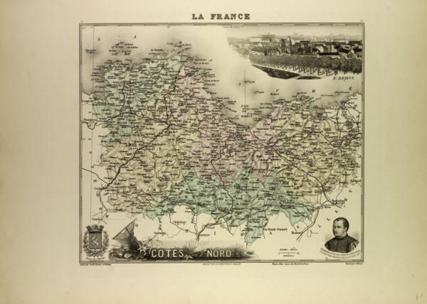 MAP OF CÃƒâ€ùTES DU NORD, 1896, FRANCE