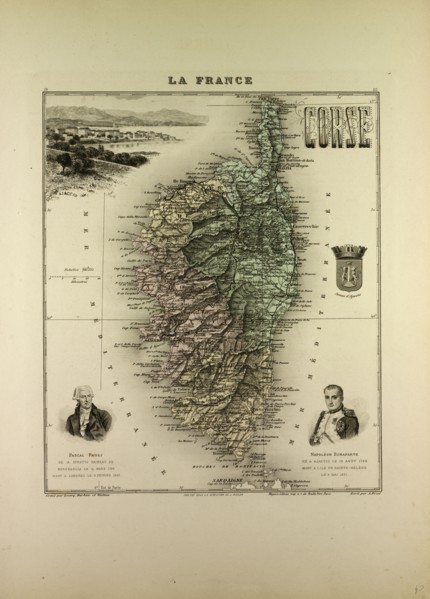 MAP OF CORSE (CORSICA), 1896, FRANCE