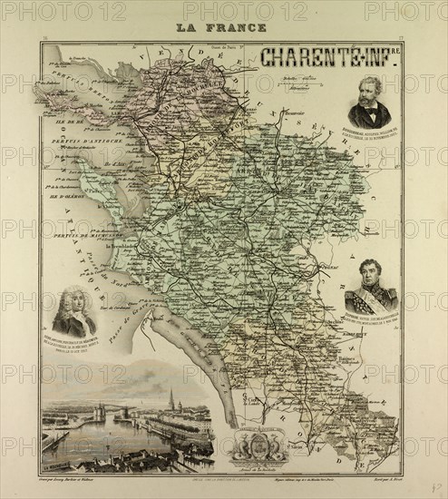 MAP OF CHARENTE-INFERIEURE, 1896, FRANCE