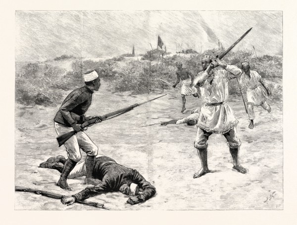 THE BATTLE OF TOKAR, EASTERN SOUDAN: A PRIVATE OF THE TWELFTH SOUDANESE REGIMENT DEFENDING HIS