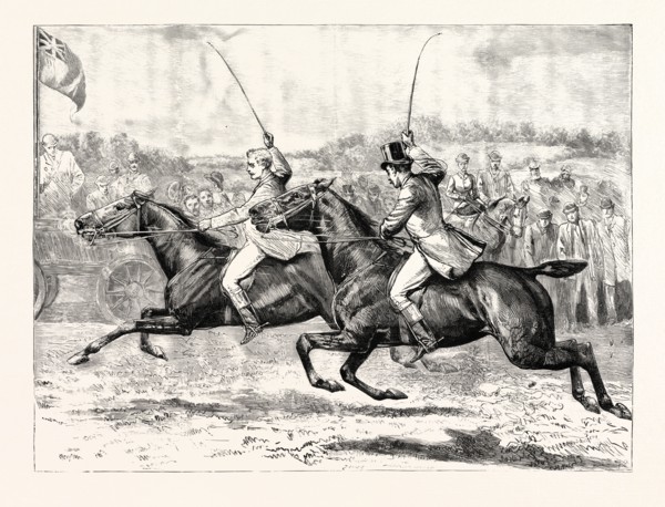THE HOUSE OF COMMONS STEEPLECHASE, A CLOSE FINISH IN THE HEAVY WEIGHT DIVISION: LORD HENRY BENTINCK