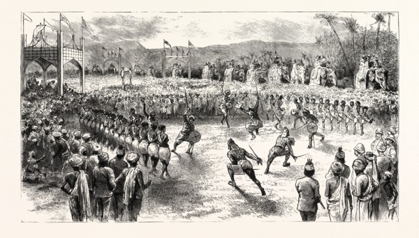 OPENING OF THE BENGAL-NAGPUR RAILWAY BY HIS EXCELLENCY THE VICEROY OF INDIA: VILLAGE DANCE OF THE