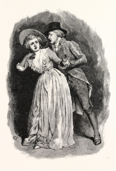 Laid his arm round the girl's neck, and kissed her twice upon the cheek