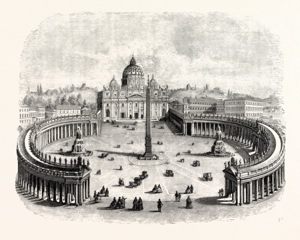 GENERAL VIEW OF ST. PETERS AND THE VATICAN. Rome, Italy