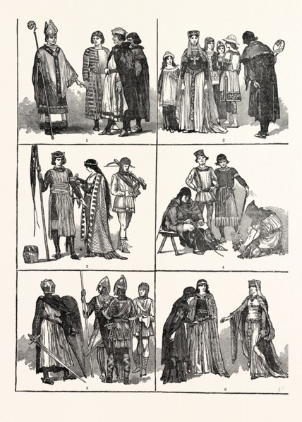 NORMAN COSTUMES OF THE ELEVENTH AND TWELFTH CENTURIES: 1. Bishops and Barons (11th Century) 2.