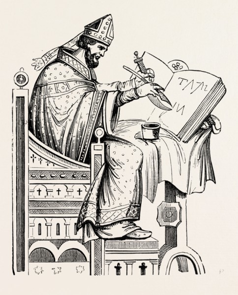 ST. DUNSTAN, FROM A SAXON MISSAL.