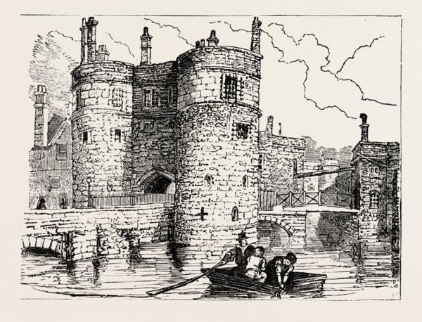MOAT AND ENTRANCE TOWER OF THE TOWER OF LONDON.