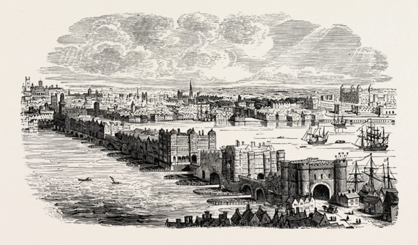 OLD LONDON BRIDGE IN THE SIXTEENTH CENTURY