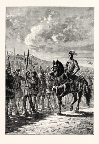 HENRY Y. REVIEWING HIS TROOPS BEFORE AGINCOURT.