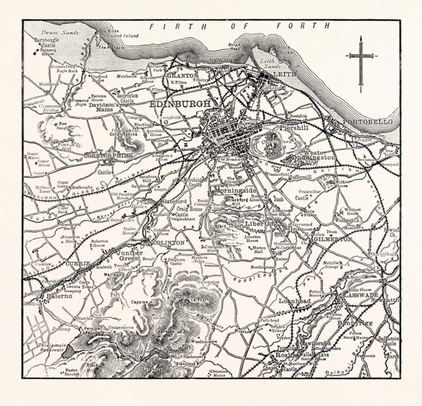 MAP OF THE ENVIRONS OF EDINBURGH.