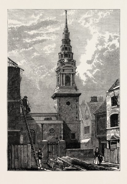 ST. BRIDE'S CHURCH, FLEET STREET, 1824, LONDON
