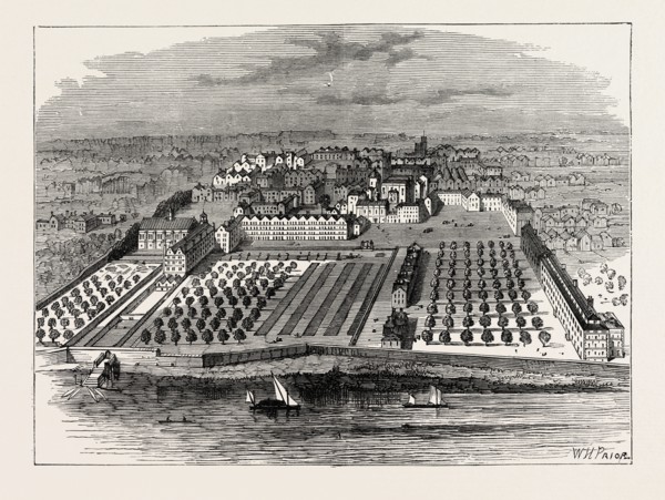 THE TEMPLE IN 1671. FROM AN OLD BIRD'S-EYE VIEW IN THE INNER TEMPLE, LONDON