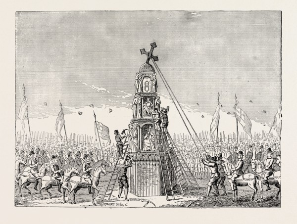 THE DEMOLITION OF CHEAPSIDE CROSS. From an old Print, LONDON