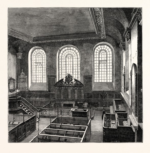 INTERIOR OF ST. MICHAEL'S, WOOD STREET, 1876, LONDON