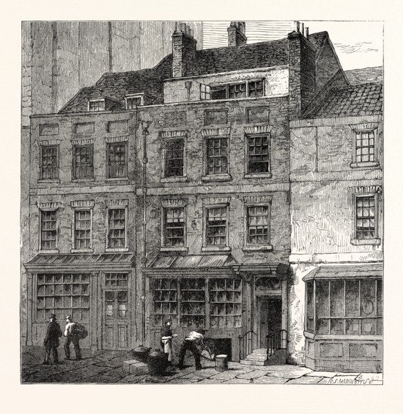 POPE'S HOUSE, PLOUGH COURT, LOMBARD STREET, 1860, LONDON