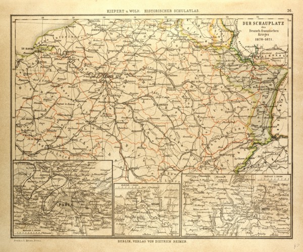MAP OF WHERE THE FRANCO-PRUSSIAN WAR TOOK PLACE IN FRANCE 1870-1871