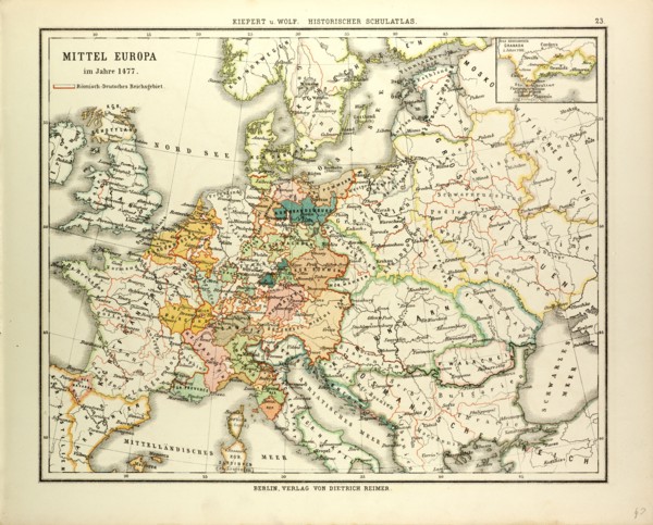 MAP OF CENTRAL EUROPE IN 1477