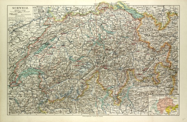 OLD MAP OF SWITZERLAND