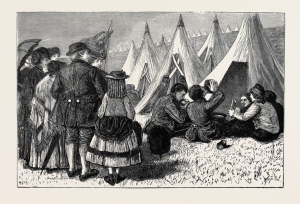 SEEING THE LIONS FED, DORSETSHIRE RUSTICS IN BLANDFORD CAMP AT DINNER TIME
