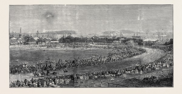 THE GRAND DURBAR AT BOMBAY: VIEW FROM THE WEST END OF WELLINGTON ROAD, ARRIVAL OF LORD NORTHBROOK