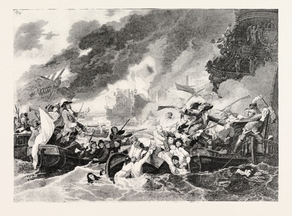 DESTRUCTION OF THE FRENCH SHIPS IN THE BAY OF LA HOGUE, AFTER THE BATTLE OF BARFLEUR, MAY 23rd,