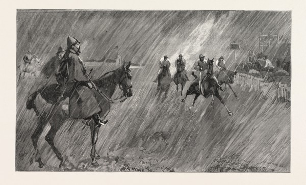 THE NEWMARKET OCTOBER MEETING: RAIN ON THE COURSE: A GOOD WETTING-THROUGH FOR THE JOCKEYS