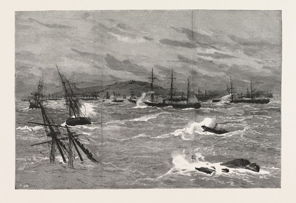 A PAMPERO (OR HURRICANE) IN SOUTH AMERICA: THE INNER ANCHORAGE, MONTE VIDEO, DURING THE STORM