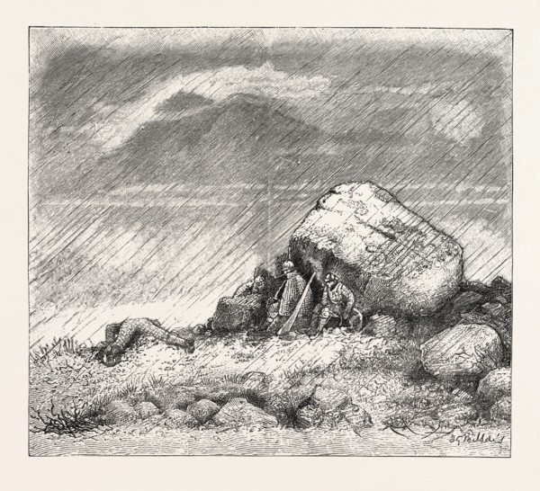 DEER STALKING IN THE FOREST OF THE BLACK MOUNT, ARGYLLSHIRE: WAITING IN THE MIST AND RAIN FOR THE