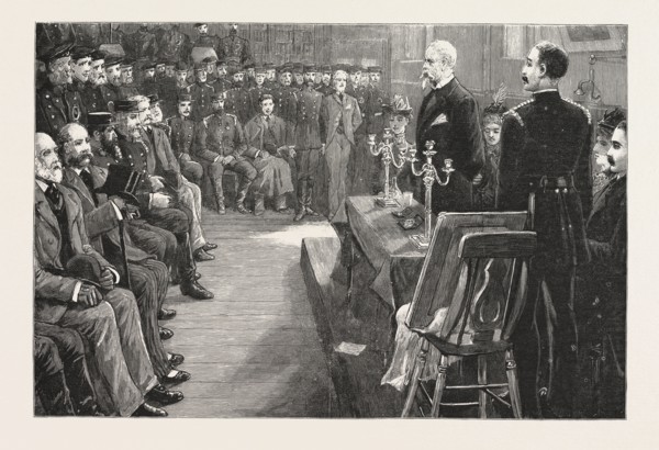 THE PRESENTATION TO SIR EYRE MASSEY SHAW, ON THE OCCASION OF HIS RETIREMENT, BY THE OFFICERS AND