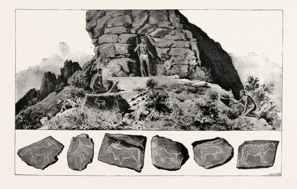 DR. EMIL HOLUB'S SOUTH AFRICAN EXHIBITION IN THE ROTUNDA BUILDINGS, VIENNA, MODELS OF BUSHMEN AT