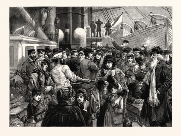 THE EMIGRATION OF THE RUSSIAN JEWS, THE DOCTOR EXAMINING STEERAGE PASSENGERS BEFORE THEIR DEPARTURE
