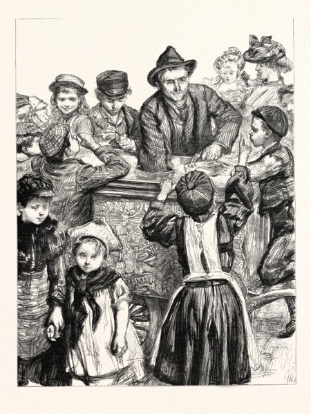 WHITECHAPEL WAY, UNSEASONABLE REFRESHMENT: A NOVEMBER SCENE IN THE EAST END, LONDON